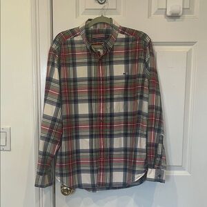 Vineyard Vines Plaid Button-Down Shirt in Red, Navy & Cream